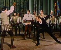 Als Lehrmeister an der königlichen Fechtschule zeigt Don Juan sein Können mit der Klinge